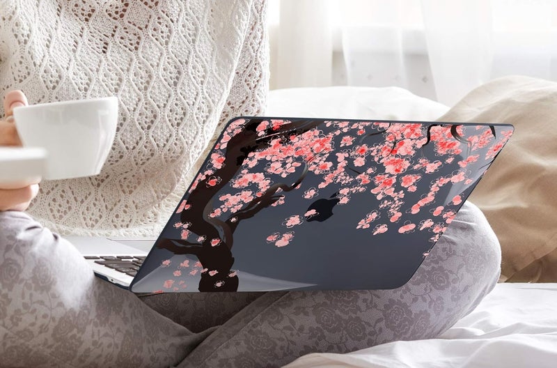 DONGKE MacBook Case for MacBook Air 13 inch M1/A2179/A1932, Crystal Black Hard Shell Cover with Cherry Blossom Pattern, Touch ID & Retina Display Compatible - Image 4